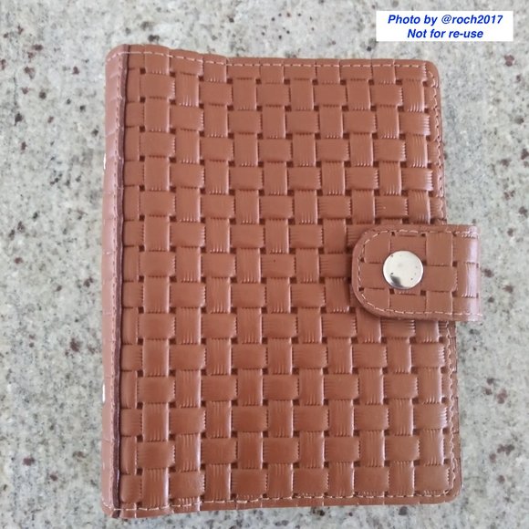 A7 Ring Binder Basket Weave Embossed Leather Planner - Picture 1 of 10